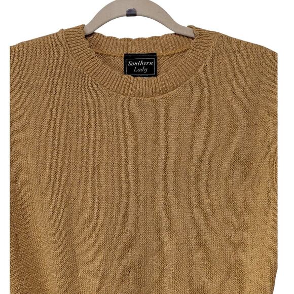 Vintage Southern Lady Women's Size Medium Gold Short Sleeve Knit Sweater - Picture 4 of 7